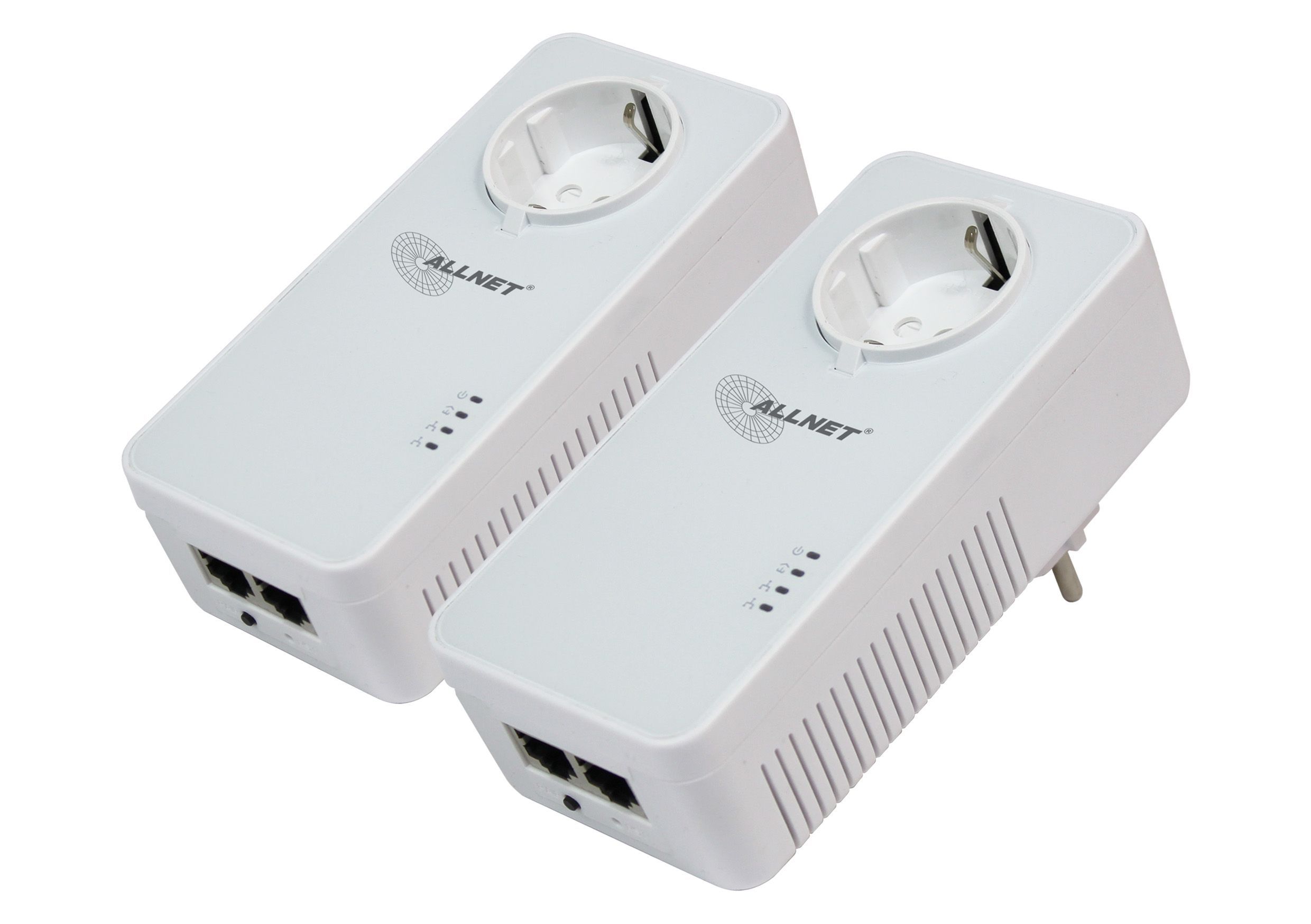 ALLNET Powerline 1200Mbit 2er Bundle Bridge RJ45 HomePlugV2 "SmartLink" Passtrough ALL1681205v2