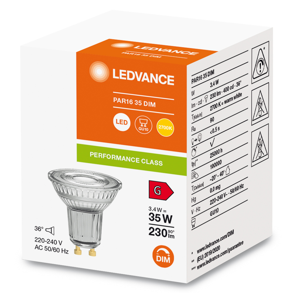 LEDVANCE LED PAR16 DIM P 3.4W 927 GU10