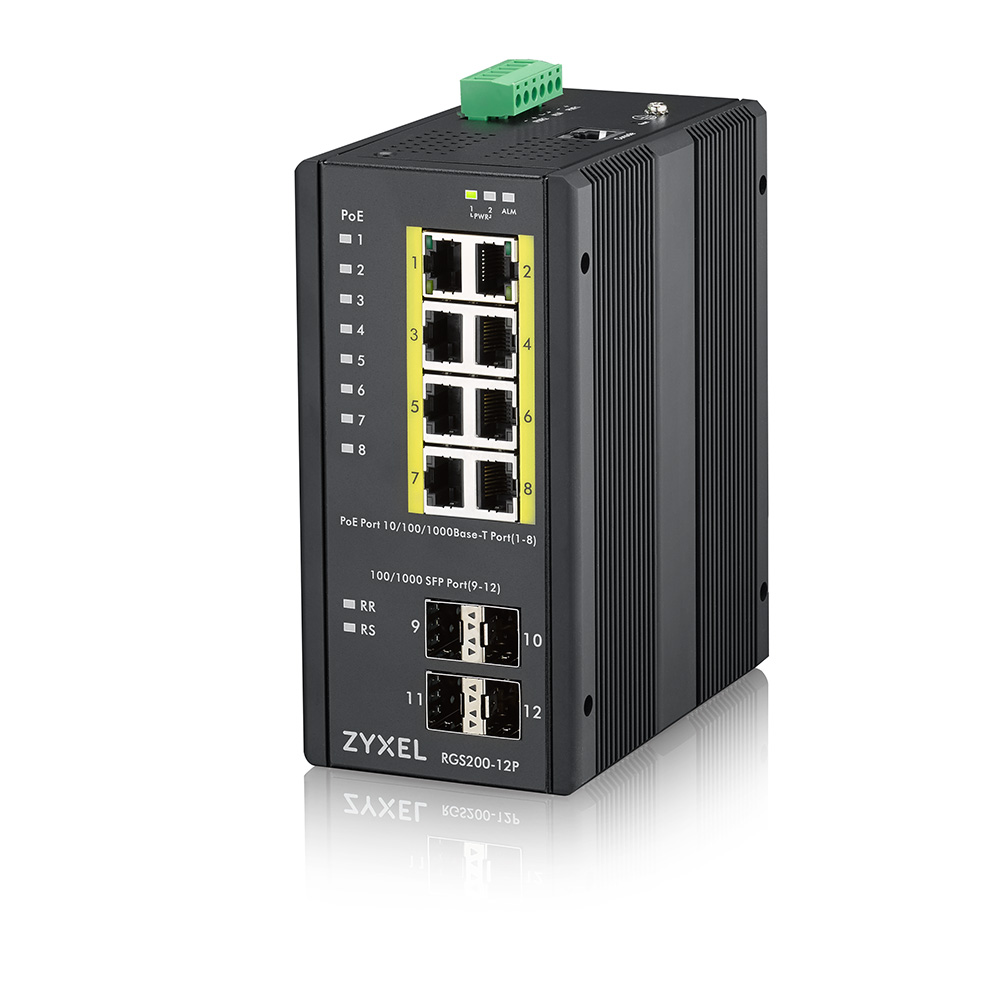 Zyxel RGS200-12P Managed L2 Gigabit Ethernet (10/100/1000) Power over Ethernet (PoE) Black