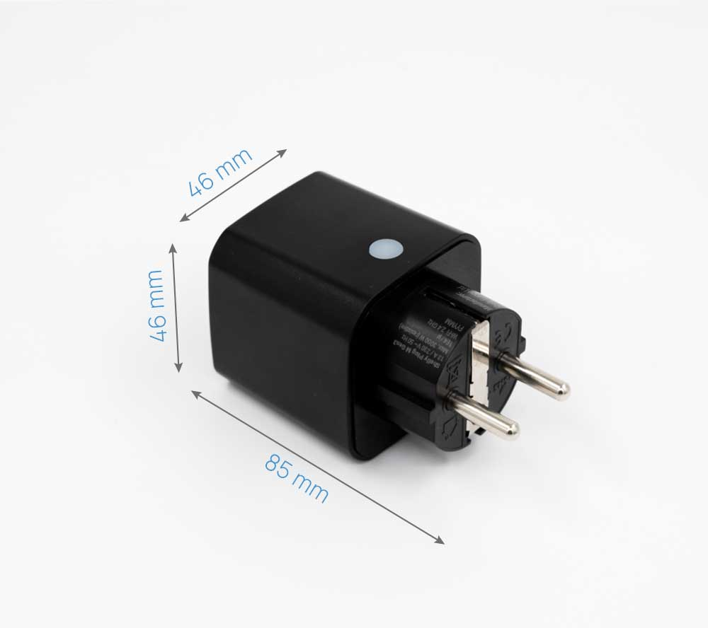 Shelly · Plug & Play "Plug M Gen3 Black" · Smarter Zwischenstecker · 13A · Messfunktion · WLAN · BT · schwarz