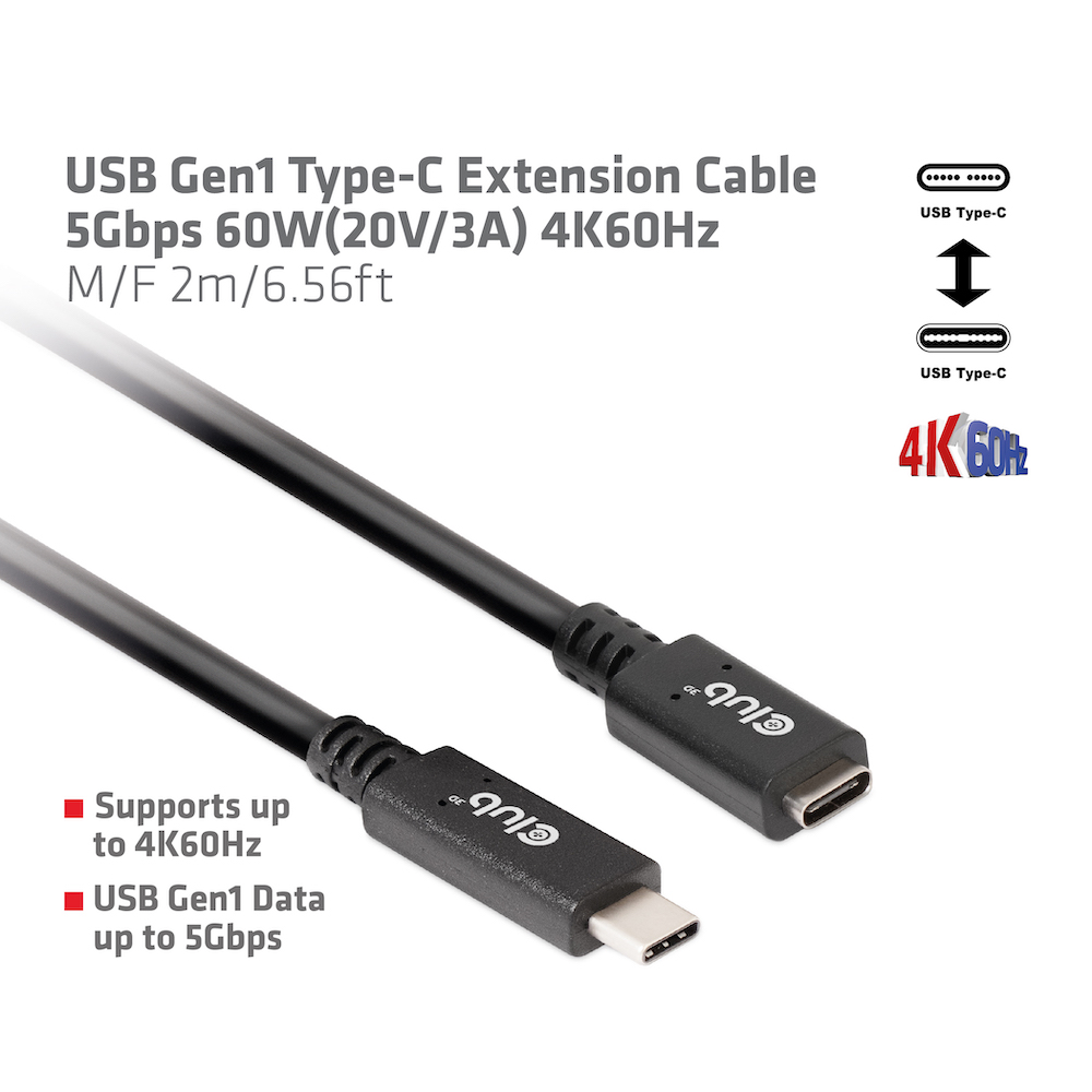 Kabel USB 3.1 C (St) => C (Bu)  2,0m *Club 3D*  5Gbps