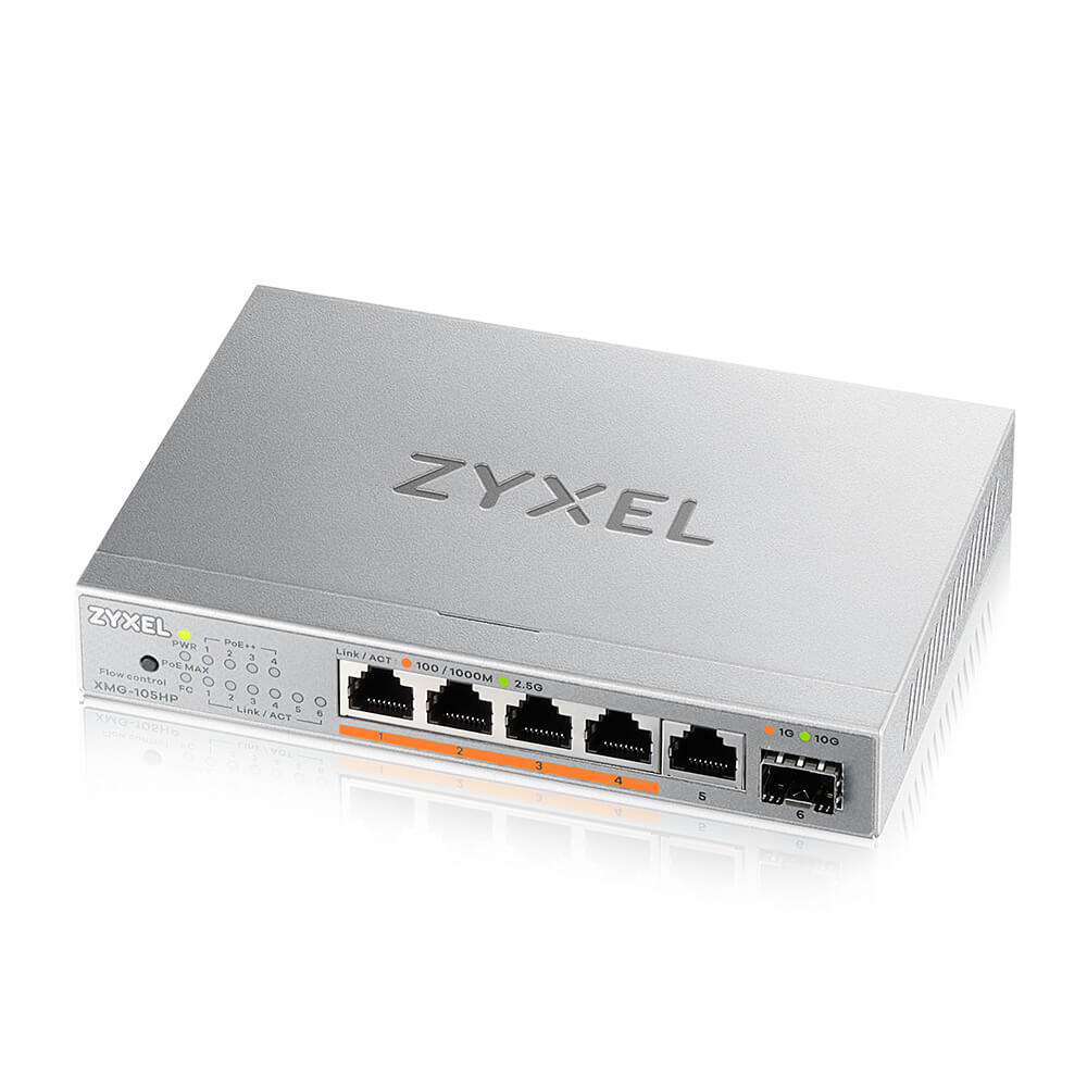 Zyxel XMG-105HP Unmanaged 2.5G Ethernet (100/1000/2500) Power over Ethernet (PoE) Silver