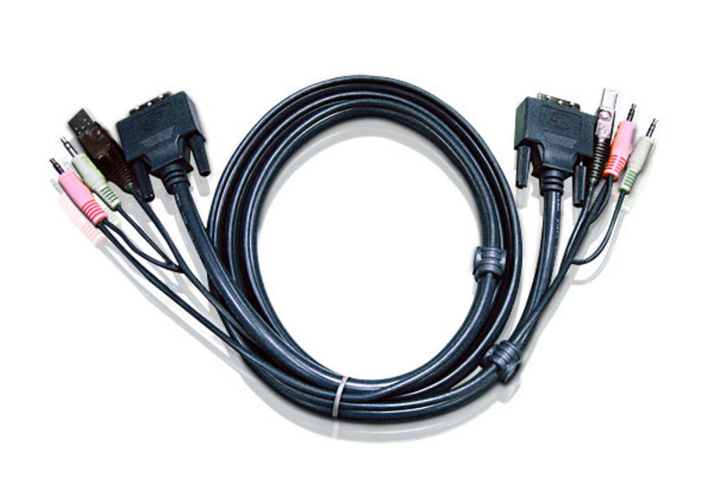 ATEN 6ft USB DVI-I Single Link Tastatur/Video/Maus (KVM)-Kabel Schwarz 1,8 m