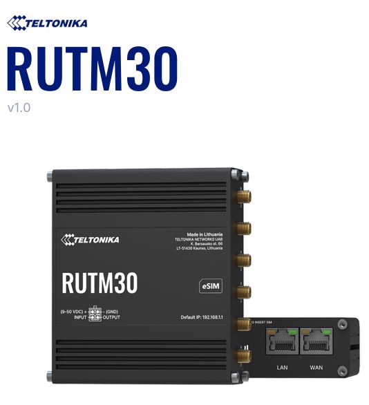 Teltonika RUTM30 wireless router Gigabit Ethernet Dual-band (2.4 GHz / 6 GHz) 5G Black