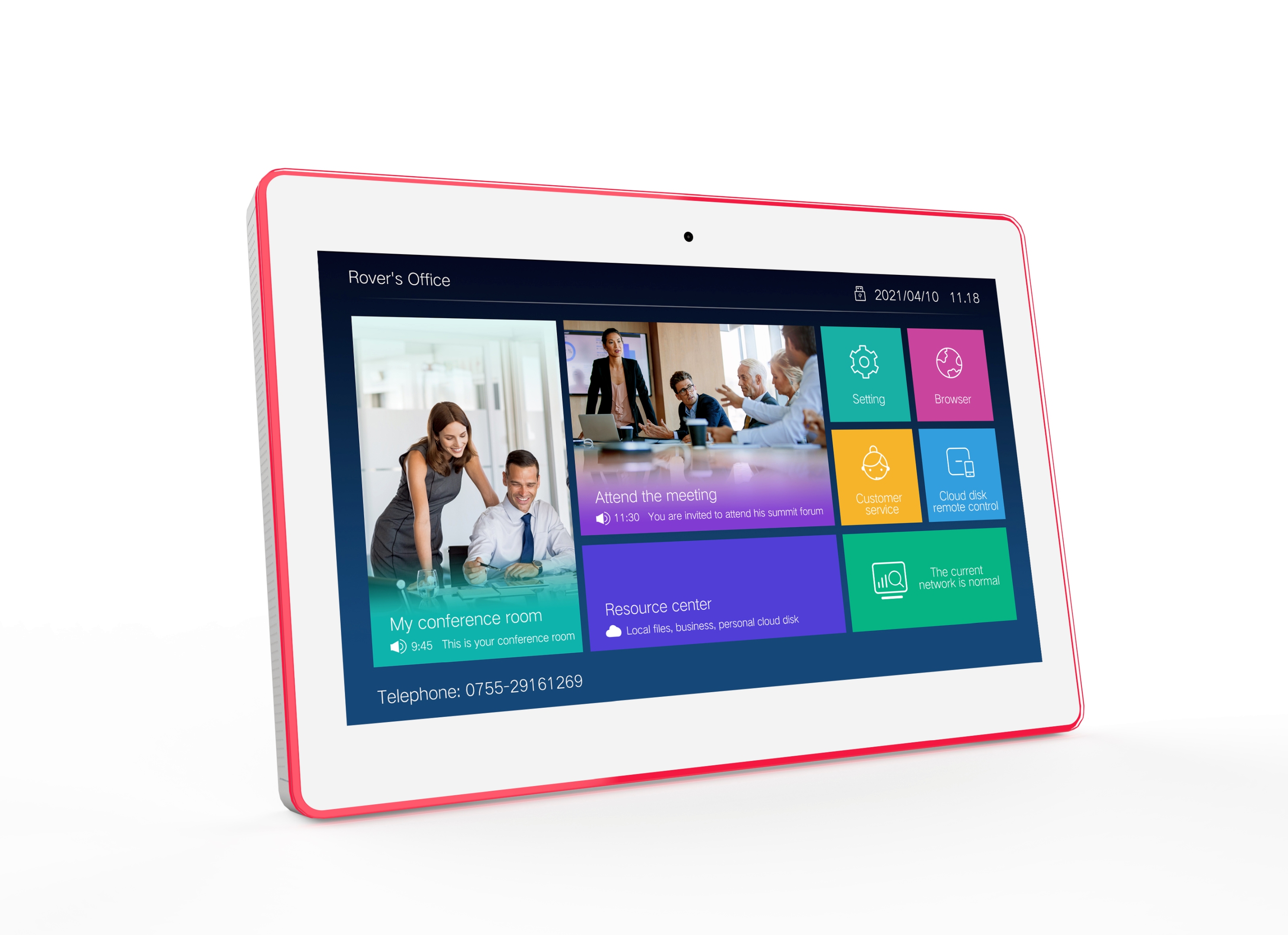 ALLNET Meetingraum RGB LED Tablet 15 Zoll RK3576 Android 16 und NFC/RFID Farbe weiß
