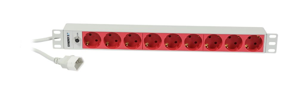 ALLNET 19"zbh. Steckdosenleiste, 9xDosen(CEE7)->Kaltgeräte(Stecker,C14), mit 10A Überlastungsschutz, Lichtgrau/Rot, Synergy 21, ALLNET 19"zbh. Steckdosenleiste, 9xDosen(CEE7)->Kaltgeräte(Stecker,C14), mit 10A Überlastungsschutz, Lichtgrau/Rot, Synergy 21,