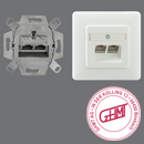 Rutenbeck Dose, UP, CAT6A, 2xRJ45, Reinweiss, Mit Abdeckrahmen 80x80, UAE-Cat.6A Iso-8/8 Up Rw
