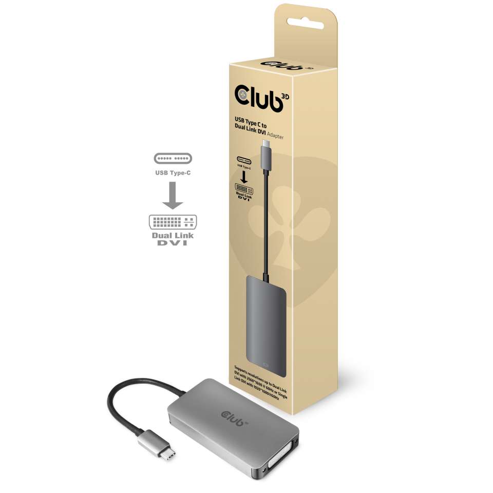 Adapter USB-C 3.1 => DVI-I *Club3D* Dual Link  aktiv