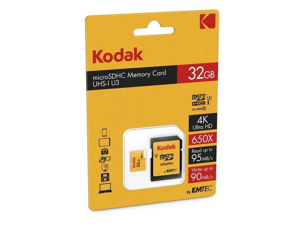 Flash SecureDigitalCard (SD)  32GB *Kodak + Adapter CL10 SDHC UHS-I U3 95MB/s Blister Flash SecureDigitalCard (SD)  32GB *Kodak + Adapter CL10 SDHC UHS-I U3 95MB/s Blister