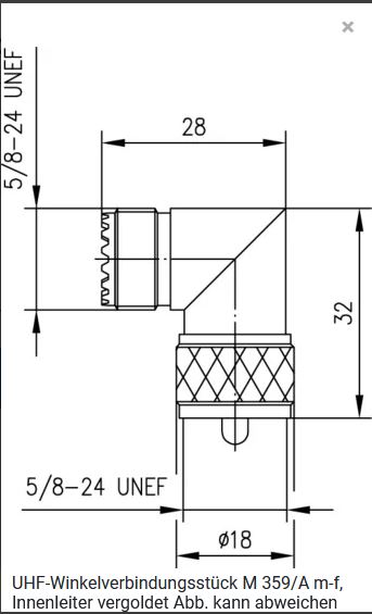 Telegärtner Koax, UHF-Winkelverbindungsstück M 359/A m-f,