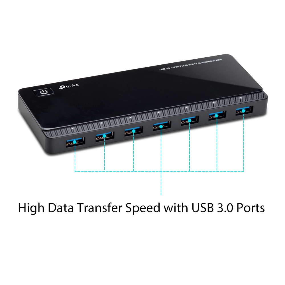 TP-Link - UH720- USB 3.0 7-Port Hub with 2 Charging Ports