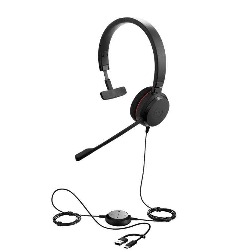 Jabra Evolve 20 Headset Wired Head-band Office/Call center USB Type-C / USB Type-A Black
