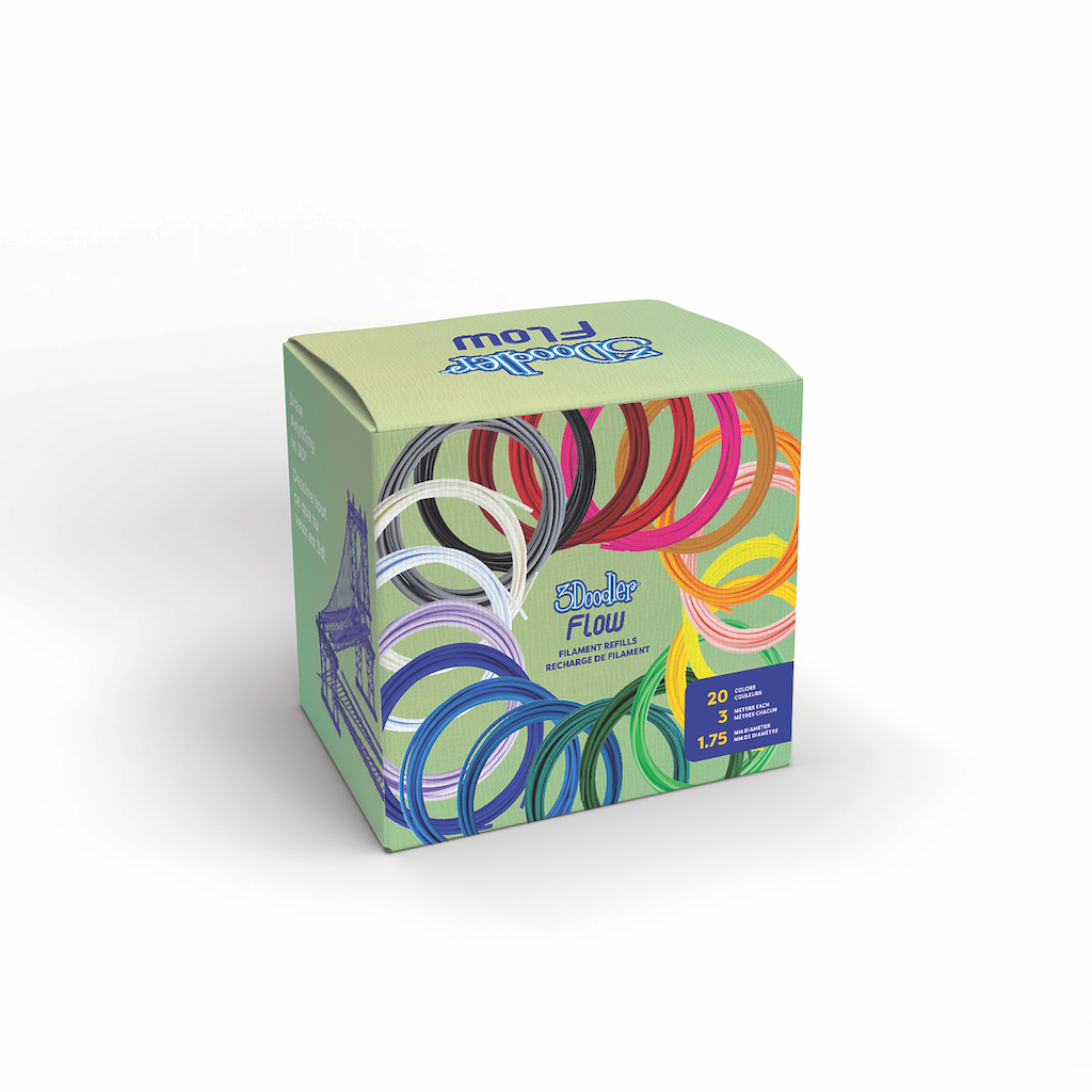 3Doodler Filament FLOW 20 PLA 20 Farben Nachfüllpack Polylactic acid (PLA) Black, Blue, Dark Green, Dark pink, Gold, Green, Lilac, Navy, Orange, Pink, Transparent, White, Yellow