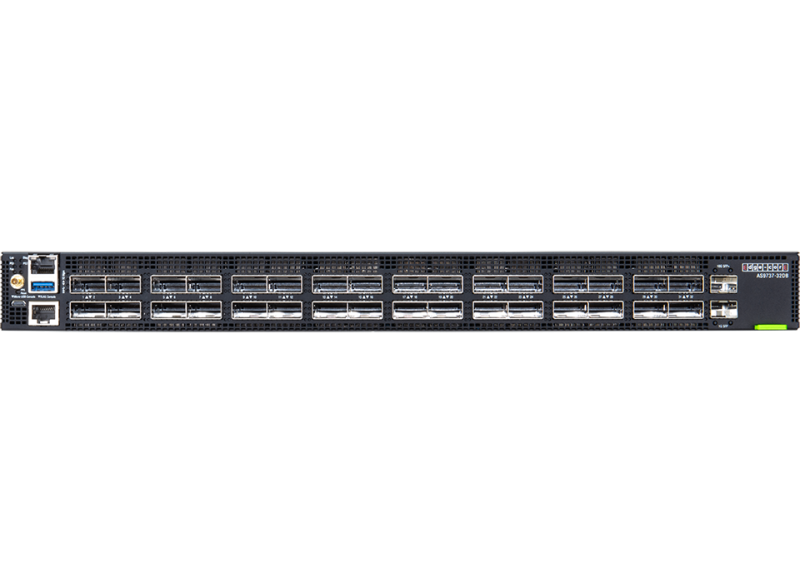 EdgeCore Switch full manged 32 Port  • 32 x 400G QSFP-DD • 19" 1 HE • Datacenter Switch • Back-to-front • DCS511 • 9737-32DB-O-48V-F