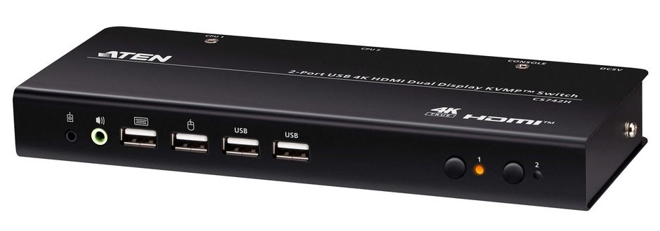Aten KVM-Switch  2-fach Audio/HDMI, USB, Dual Display,