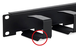 Triton 19"zbh. Kabelführungsplatte mit 6 Metallbügeln mit Schrägen für LWL Kabel, 1HE, Schwarz, Rangierpanel,