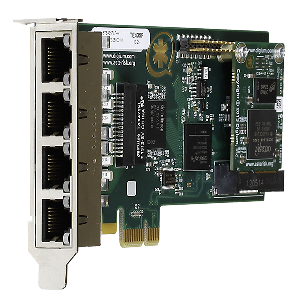 Sangoma Four (4) span digital T1/E1/J1/PRI PCI-Express x1 card and hardware echo cancellation (VPM128)