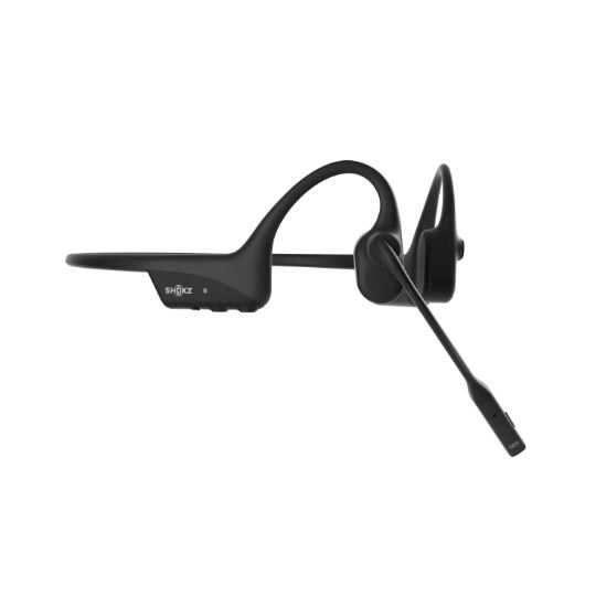 SHOKZ OpenComm2 2025 Upgrade Wireless Bluetooth Bone Conduction Videoconferencing Headset with USB-C Charging Port | 16 Hr Talk Time, 29m Wireless Range, 1 Hr Charge Time | Includes Noise Cancelling Boom Mic, Black