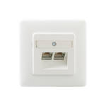 Rutenbeck Dose, UP, CAT6A, 2xRJ45, Reinweiss, Mit Abdeckrahmen 80x80, UAE-ClassEA Iso-8/8 Up Rw