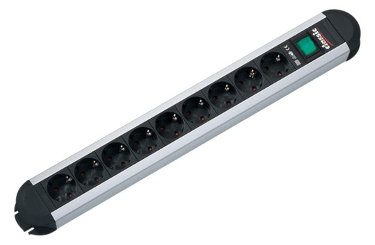 BACHMANN PRIMO Steckdosenleiste 9x Safety Contact Aluminium Mit Switch 1,75m
