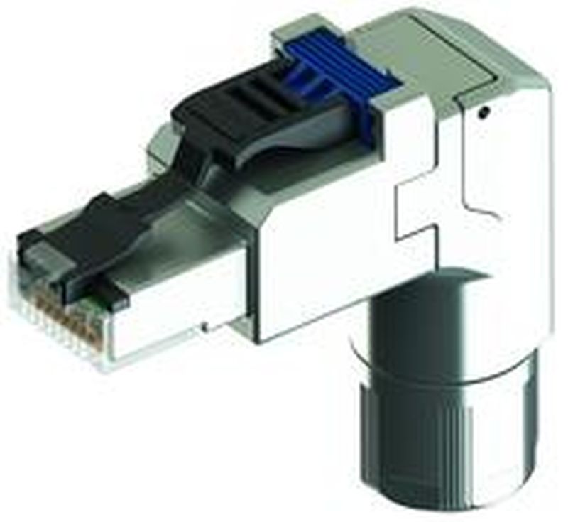 TelegäRtner Stecker, TP/RJ45, Feldkonfektionierbar, CAT6A, MFP8-4x90 T568A, Gewinkelt
