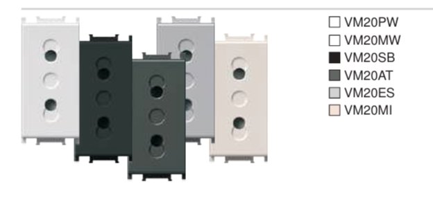 TEM Serie  Modul Steckdosen SOCKET EURO+KS2P 10A 250V~ 1M schwarz Matt