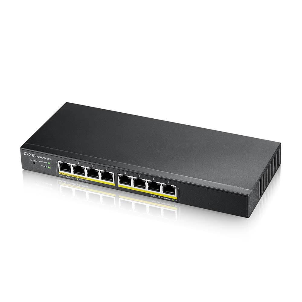 Zyxel GS1915-8EP Managed L2 Gigabit Ethernet (10/100/1000) Power over Ethernet (PoE) Black