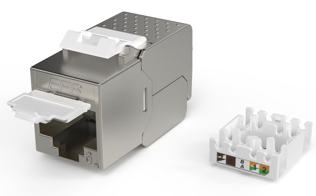 Keystone, Modul, TP-Buchse(RJ45), CAT6A, 500MHz; Slimline, für Dosen- und Patchpanel-Modulträger,
