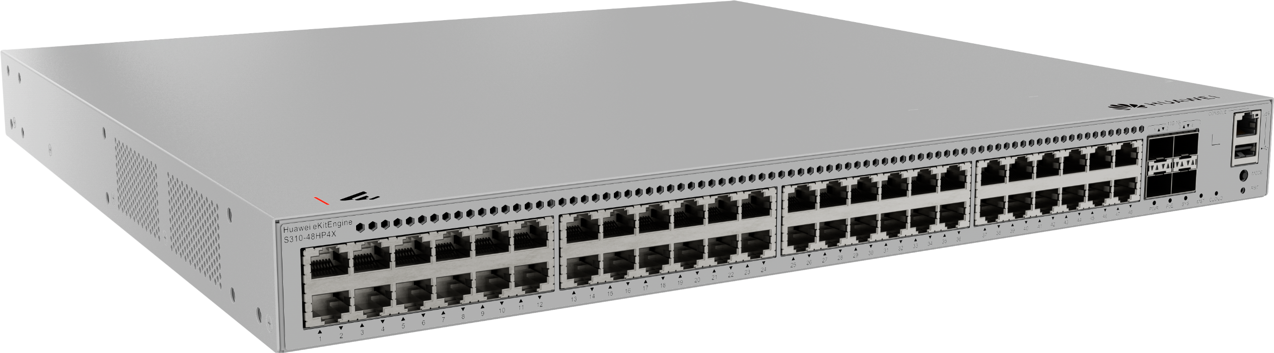 Huawei Switch Full Managed L3 52 Port • 48x GbE • PoE Budget 864W • 48x PoE At • 4x SFP • 19 " • IStack • S310-48HP4X • EKit