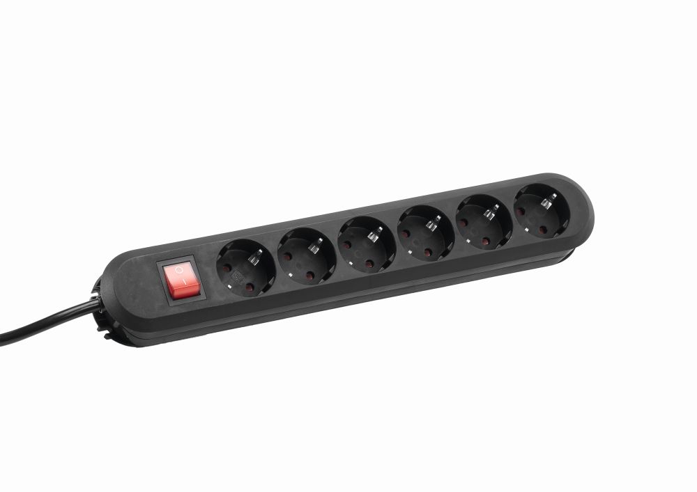 BACHMANN SMART Steckdosenleiste 6x Safety Contact Switch Black 1,5m