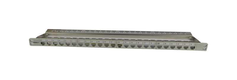 Keystone,Modulträger, 19"Patchpanel für 24xTP-Modul, 0.5HE, Lichtgrau