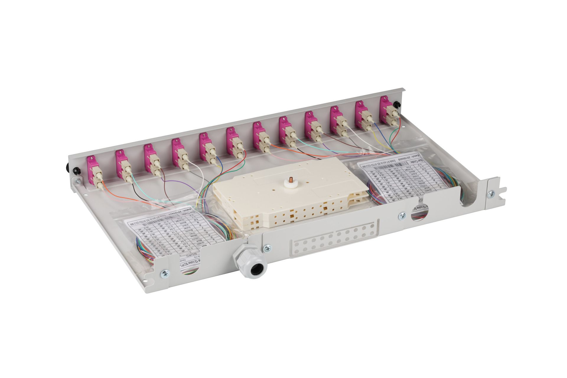 LWL-Patchpanel Spleisbox,19",  6xSC-Duplex, 50/125um, OM4, ausziehbar,