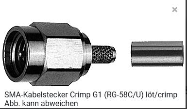 TelegäRtner Koax, SMA, Stecker, RG-58, Innengewinde