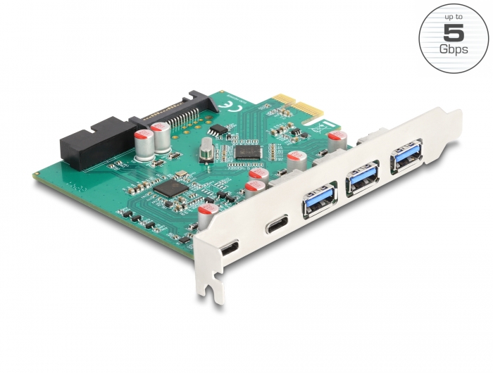 Delock PCI-E > USB-C 2-fach + USB-A 3-fach Delock PCI-E > USB-C 2-fach + USB-A 3-fach