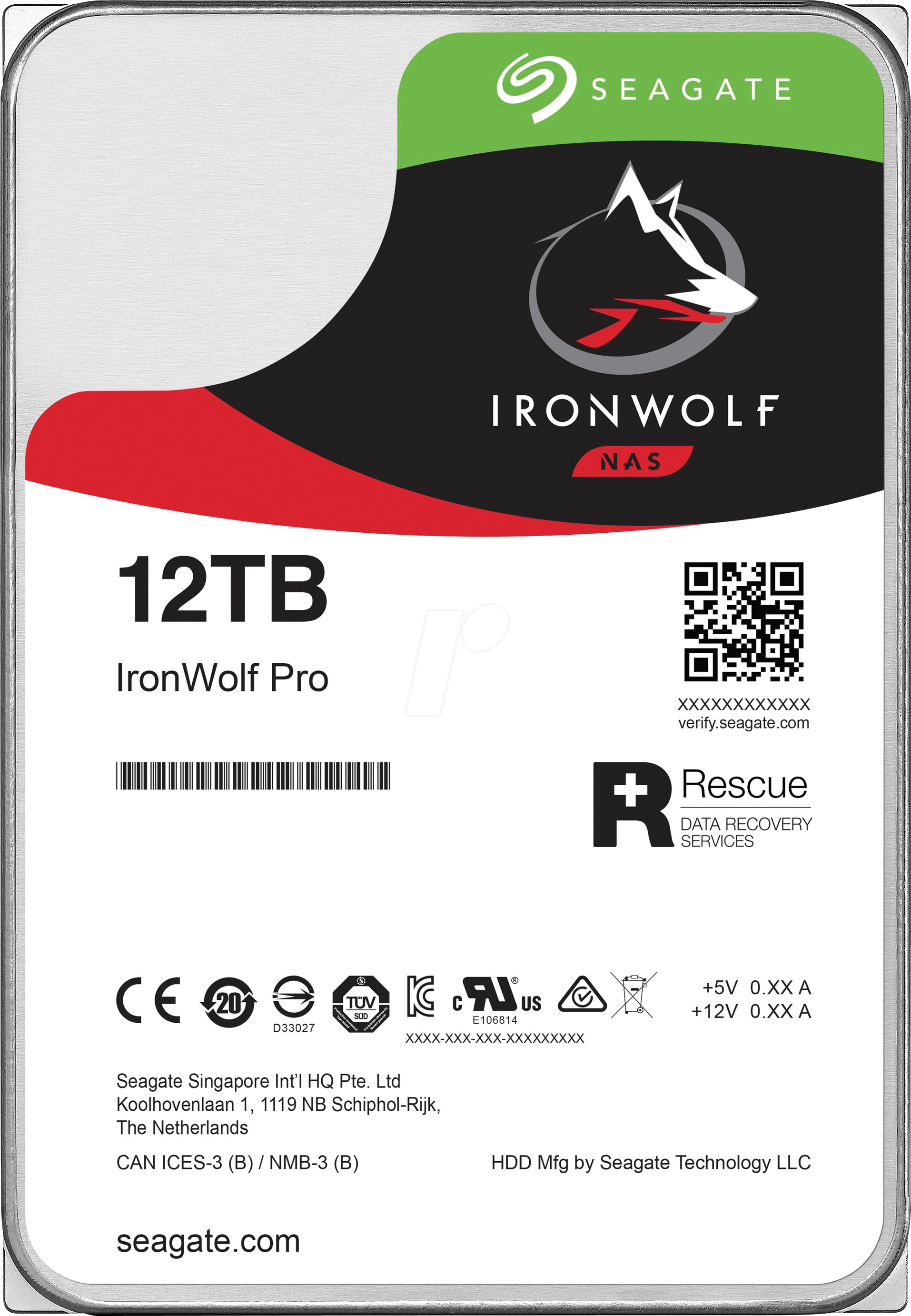 Seagate IronWolf Pro ST12000NT001 internal hard drive 12 TB 7200 RPM 256 MB 3.5" Serial ATA III