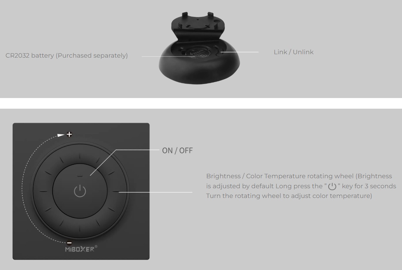 MiBoxer K3-W LED Fernbedienung Rotating Wheel Remote 2,4GHz (w) dual white (CCT)
