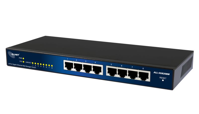 ALLNET Switch smart managed 8 Port Gigabit / 8x LAN / Lüfterlos / "ALL-SG8208M" ALLNET Switch smart managed 8 Port Gigabit / 8x LAN / Lüfterlos / "ALL-SG8208M"