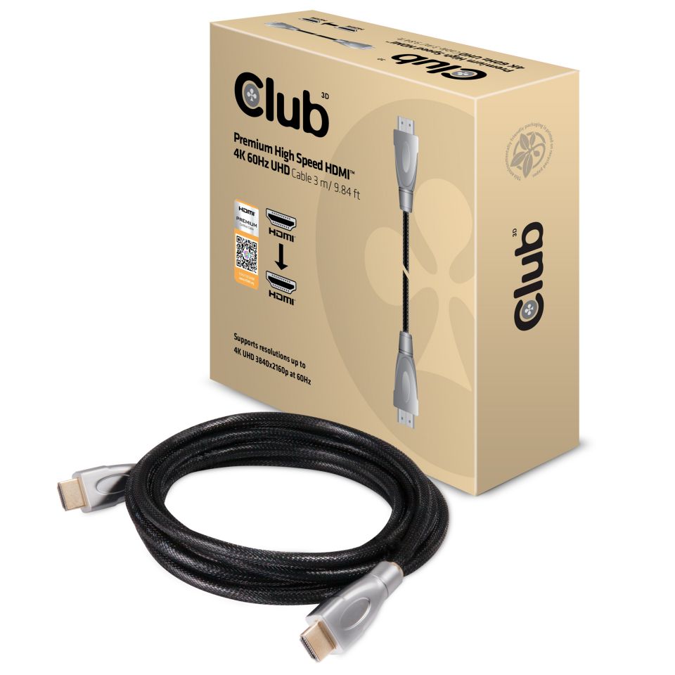 Kabel Video HDMI 2.0 Premium High Speed 4K60Hz UHD ST/ST  3,0m *Club3D*