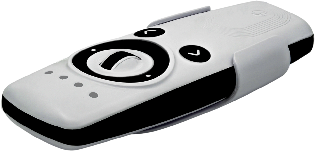 Shelly · Plug & Play · "Blu Remote Control ZB white" · Fernbedienung inkl. Halterung · BT · Zigbee · 4 Kanäle · Gestensteuerung · Scrollrad · 2x AAA e