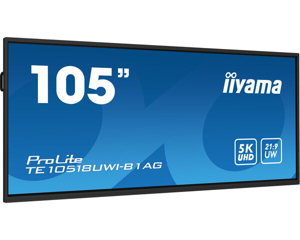 iiyama TE10518UWI-B1AG Signage Display Kiosk design 2.66 m (104.6") LED Wi-Fi 450 cd/m² 5K Ultra HD Black Touchscreen Built-in processor Android 16/7